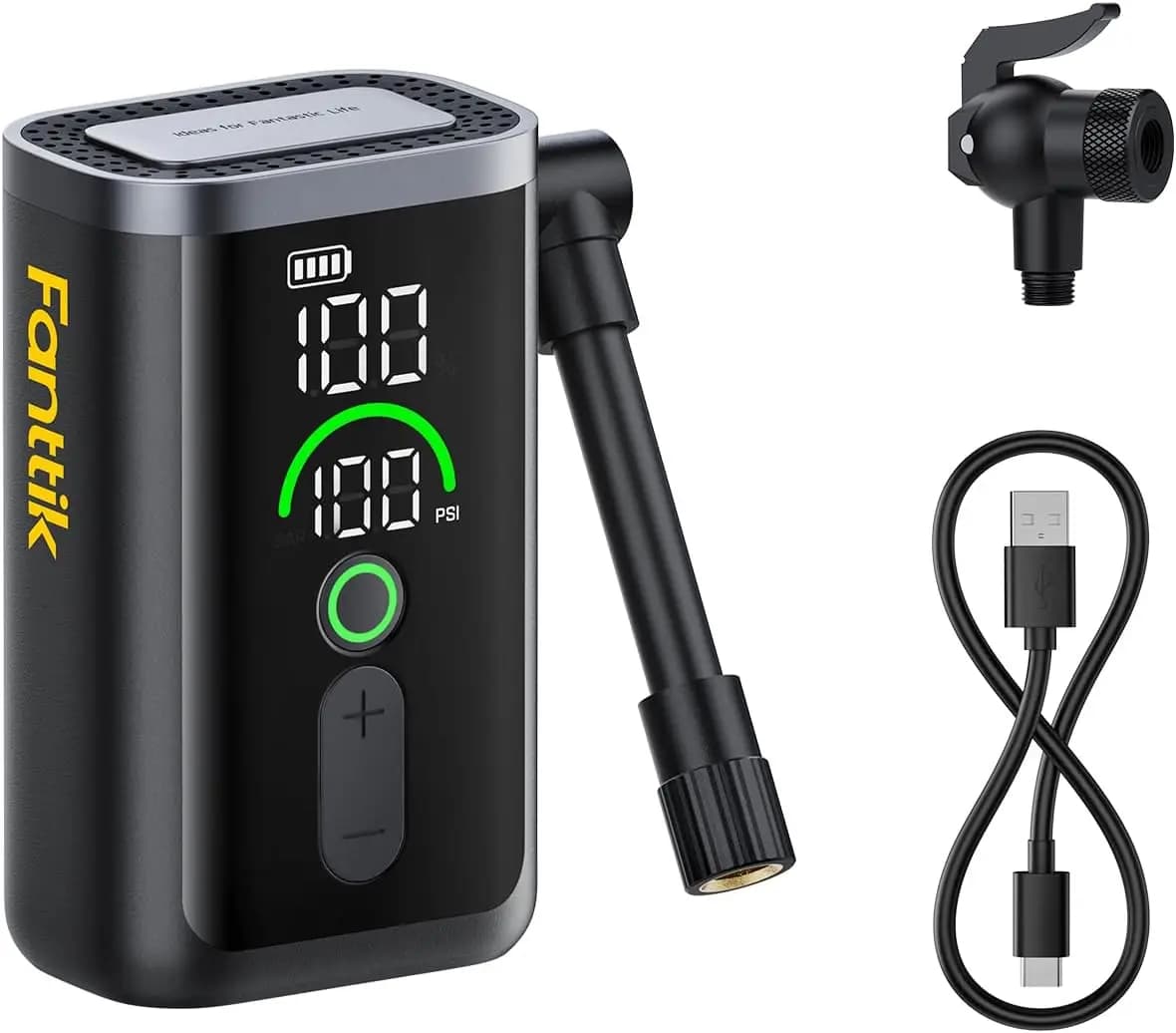 Pompa Elettrica Mini per Bicicletta a Gonfiaggio Rapido 21s, 150PSI con Manometro per Bici da Strada, MTB, E-Bike