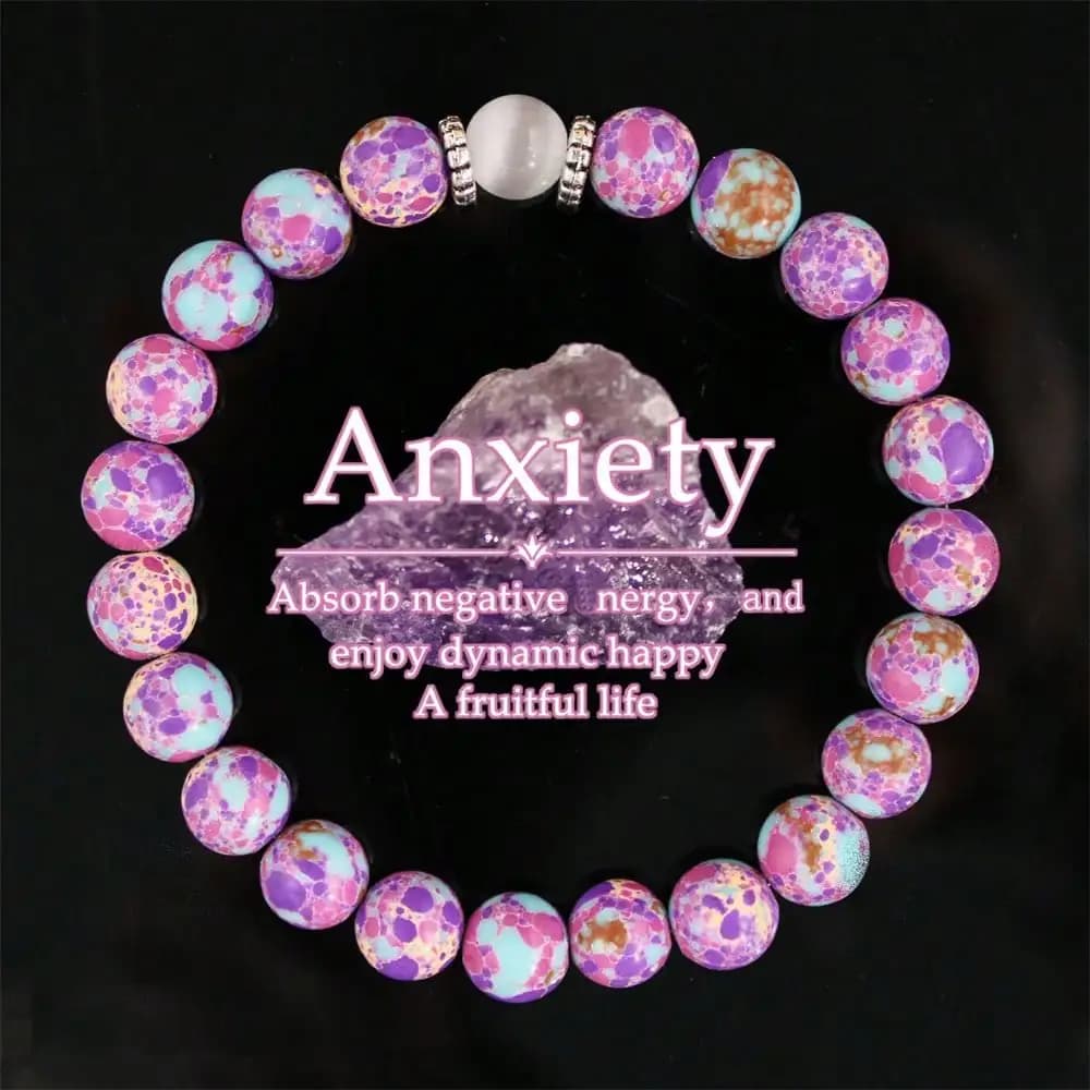 Braccialetto antistress, braccialetto unisex con perline di agata ed ematite, regalo viola per il Ringraziamento, per la famiglia e gli amici