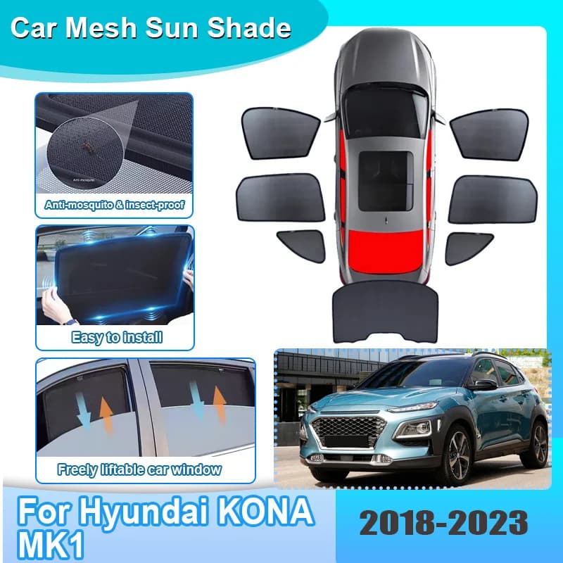 Parasole per Finestrini Auto per Hyundai KONA Encino OS MK1 2018-2023, Protezione UV, Tenda per Parabrezza, Accessori Auto