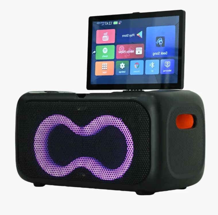 For Karaoke Machine For Adults Lyrics Display 13.1" Screen 180W 2+2 Channel 2 Wireless Microphone RGB LED Lighting Computer Use