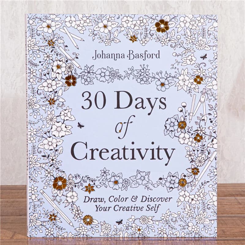 30 Days of Creativity Coloring Book Adult Stress Relief Relaxation Drawing Painting Book Anti-Anxiety Art Therapy Sketchbook