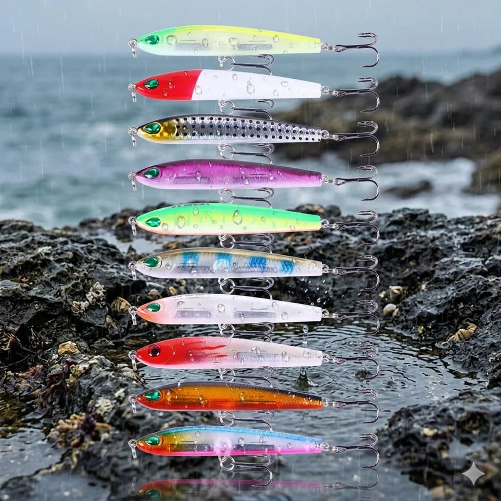 10pcs Sinking Pencil Fishing Lure 7.5cm 9g Long Casting Minnow Jerkbait, All Water Layer Search Swimbait for Bass Pike Saltwater