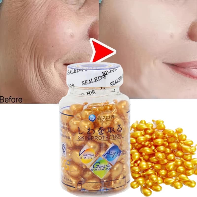 Capsule di estratto di vitamina E antirughe istantanee Siero idratante Ve Siero viso Anti invecchiamento Dissolvenza Linee sottili Trucco coreano Cura della pelle