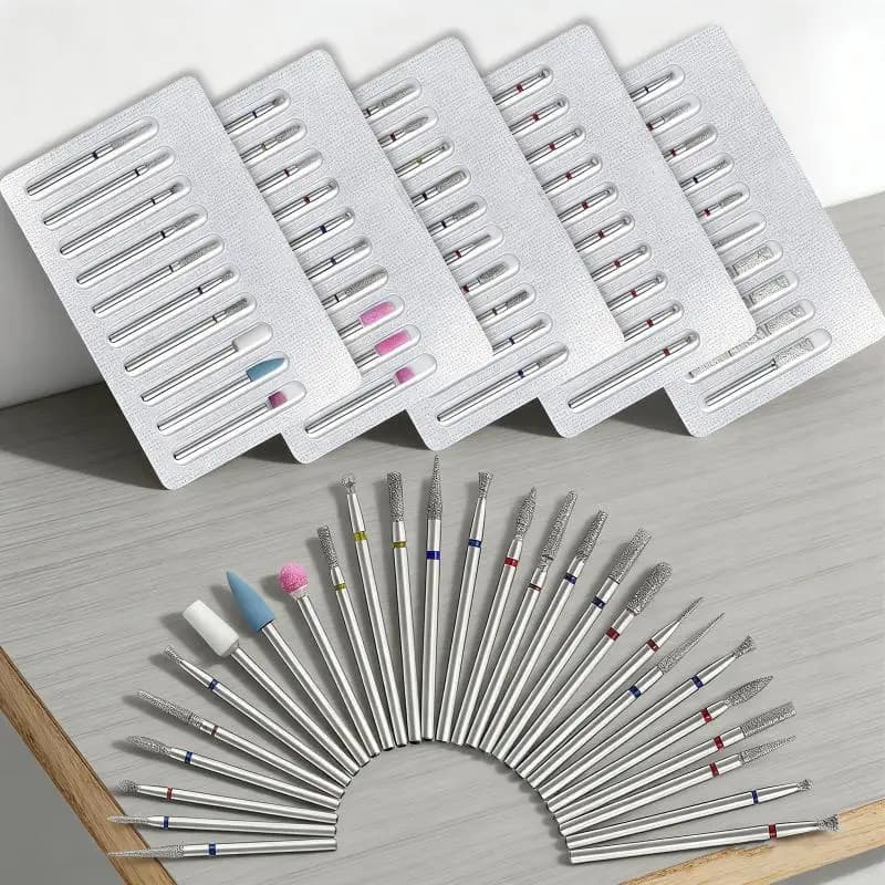 Set di 10 Punte in Tungsteno per Trapano Elettrico per Unghie, Strumenti per Manicure e Pedicure, Rimozione Pelle Morta, Lucidatura e Levigatura