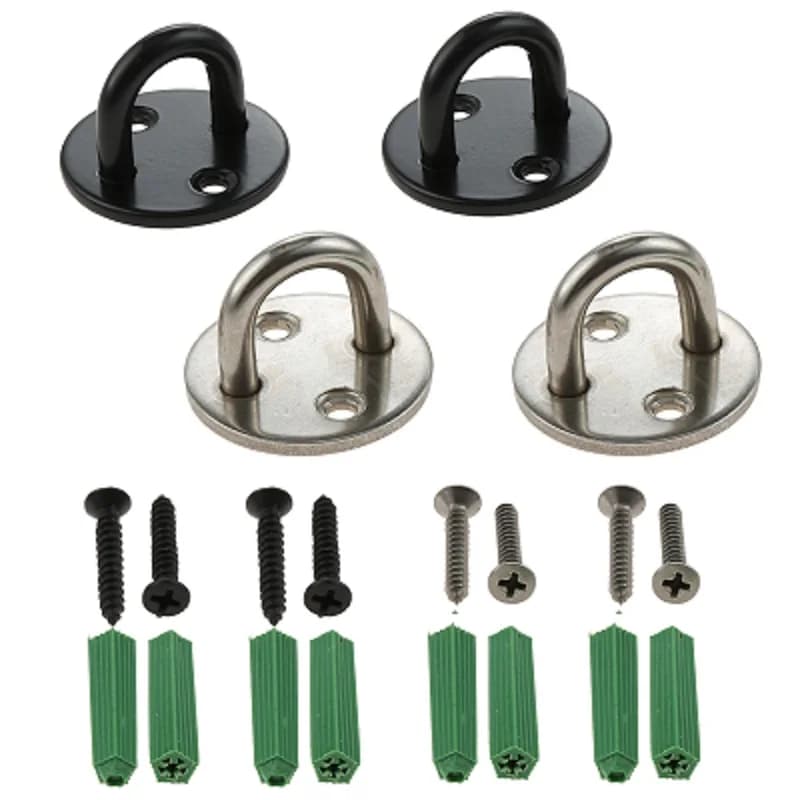 2 pezzi gancio in acciaio inox soffitto Swing Eye Plate U Ring Staple Boat ganci Pad staffe di sospensione sedia Hanging Kit con viti