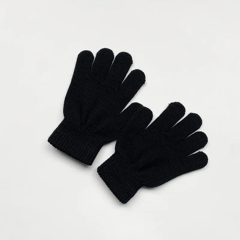 Guanti in maglia tinta unita per bambini per studenti di 5-10 anni Calore invernale Ciclismo all'aperto e guanti da indossare ogni giorno per la stagione fredda