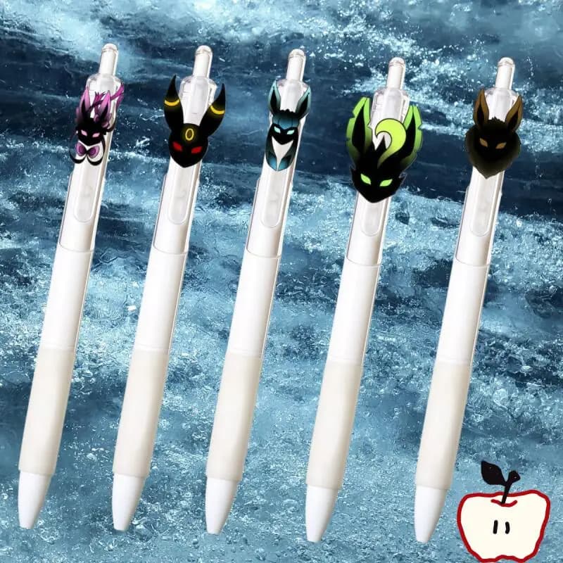 Penna Gel Nera da 0,5 mm con Design Anime Cartoon Sylveon Umbreon Glaceon Leafeon Flareon Shadow - Penna a Scatto per Cartoleria