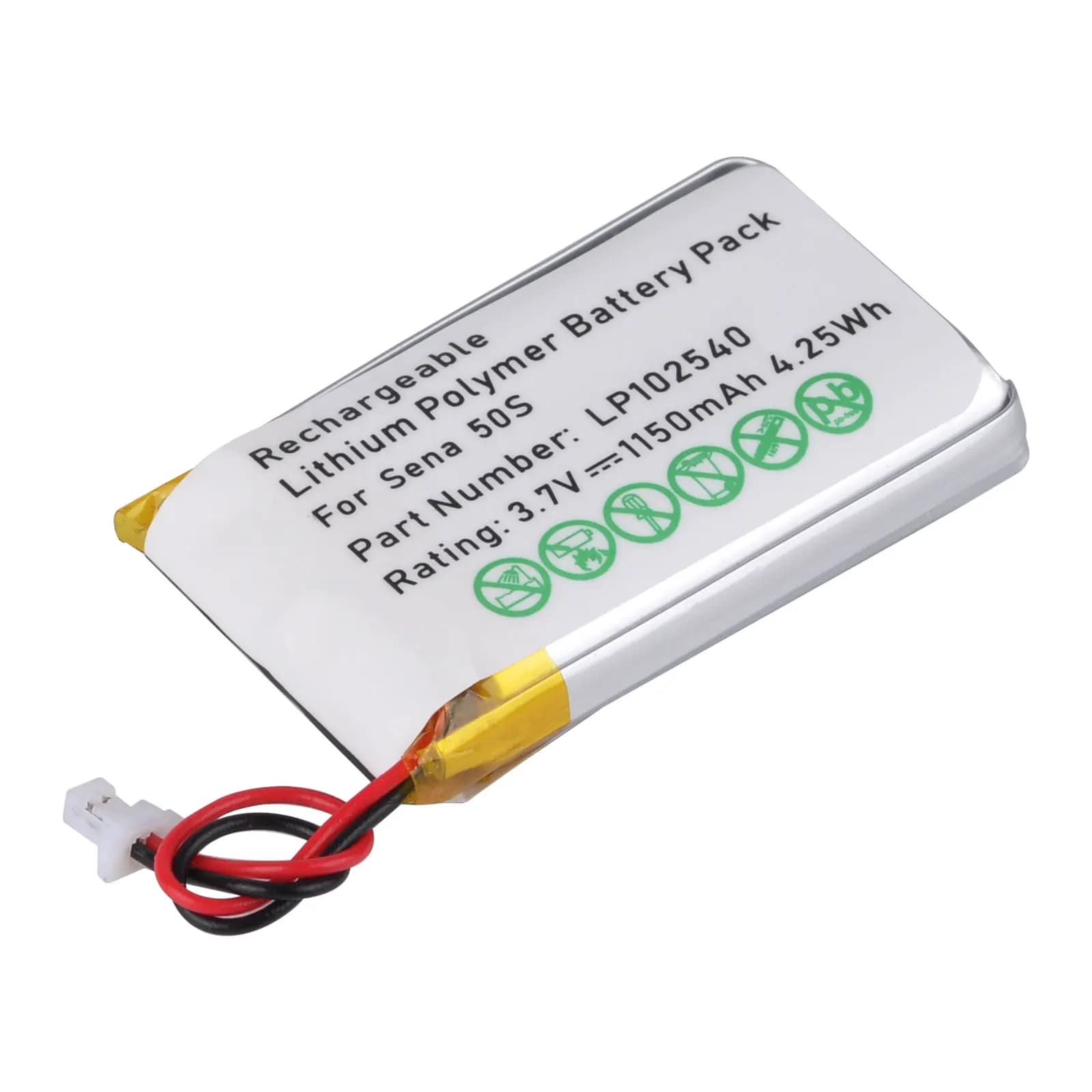 Batteria di ricambio da 3.7V 1150mAh per interfono LP102540 per casco auricolare Bluetooth per moto Sena 50S