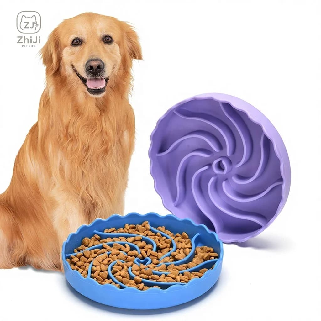 Silicone pet dog slow food bowl Veterinarian recommends anti-flatulence and anti-suffocation maze puzzle feeder