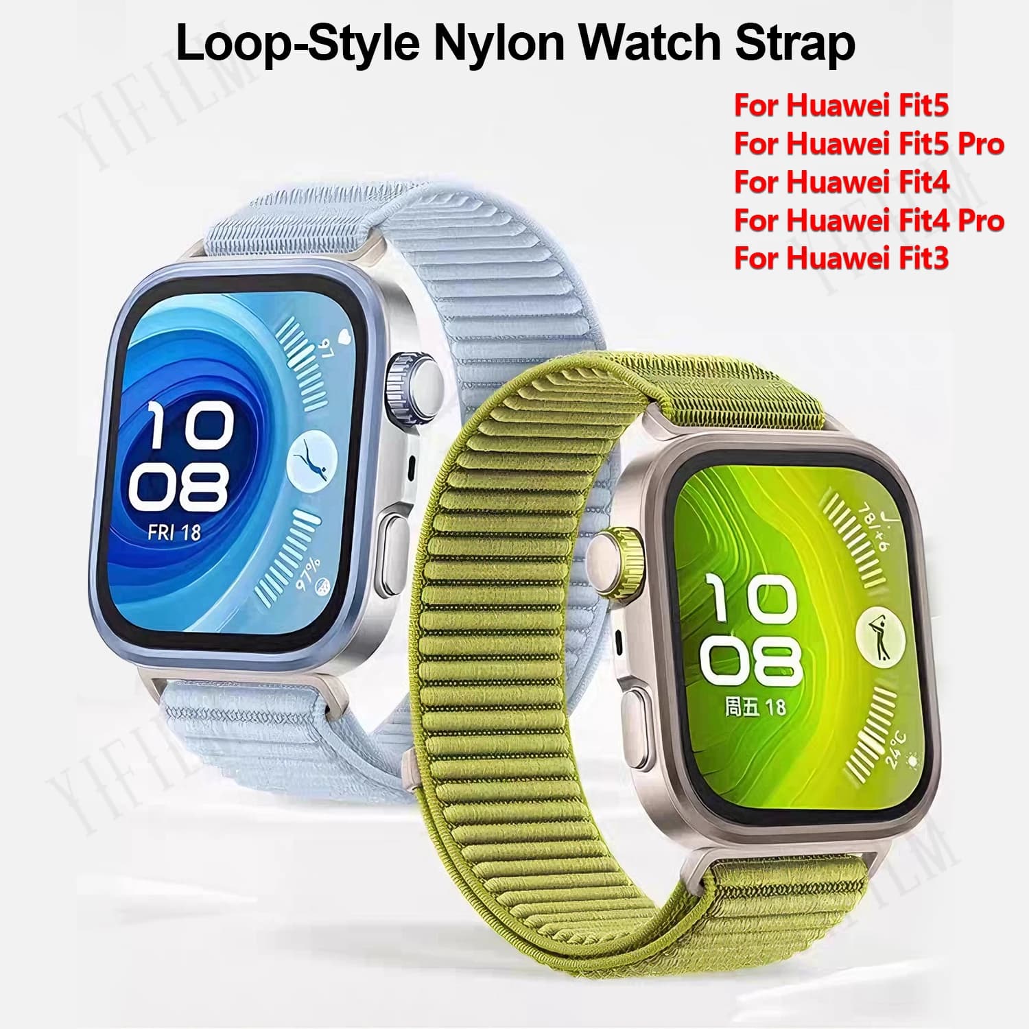 Cinturino Sportivo in Nylon per Huawei Fit 5, 5 Pro, Fit 4, 4 Pro, Fit 3, Regolabile con Velcro, Traspirante e Confortevole, Cinturino Sostitutivo