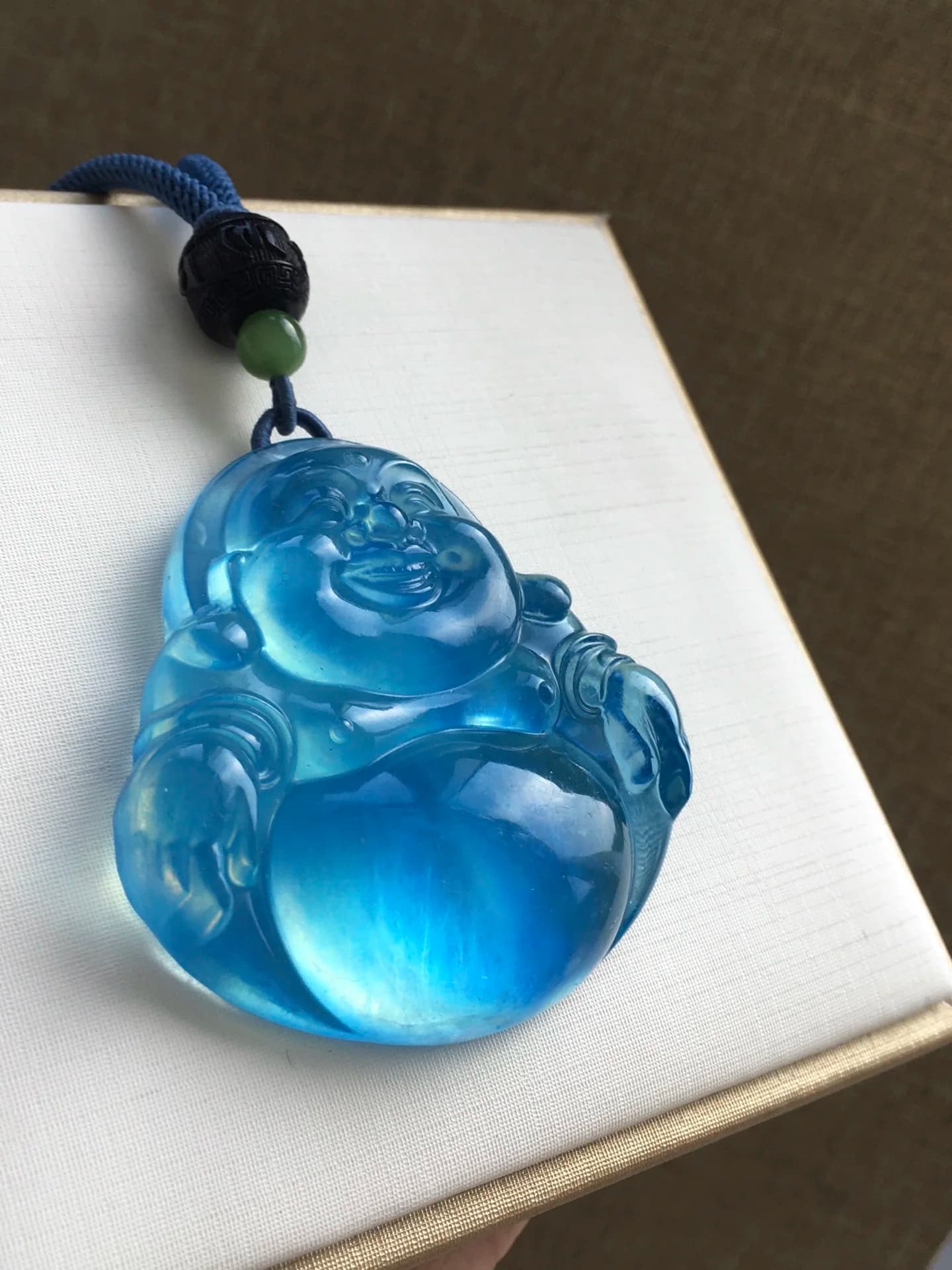 Genuine Natural Aquamarine Pendant Necklace Maitreya Craved For Women Men Ocean Crystal Energy Gemstone Beads Rope Chains AAAAA