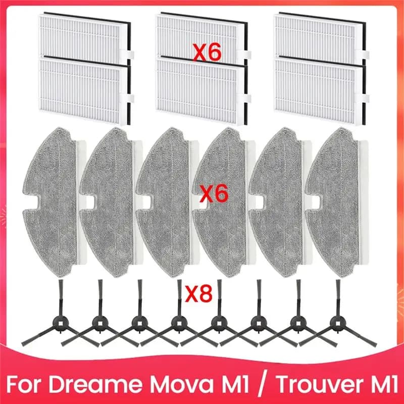B06B-20PCS Kit di parti di ricambio per la pulizia della casa per Dreame Mova M1 e Trouver M1, include spazzole e panni per la pulizia