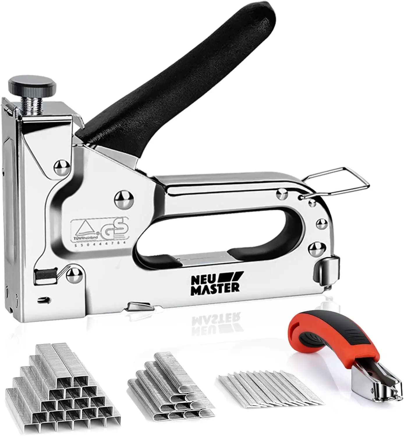 Pistola Graffatrice Manuale 3 in 1 per Impieghi Gravosi con Rimuovi Graffette e 2000 Graffette per Tappezzeria, Fissaggio, Decorazione, Falegnameria, Mobili