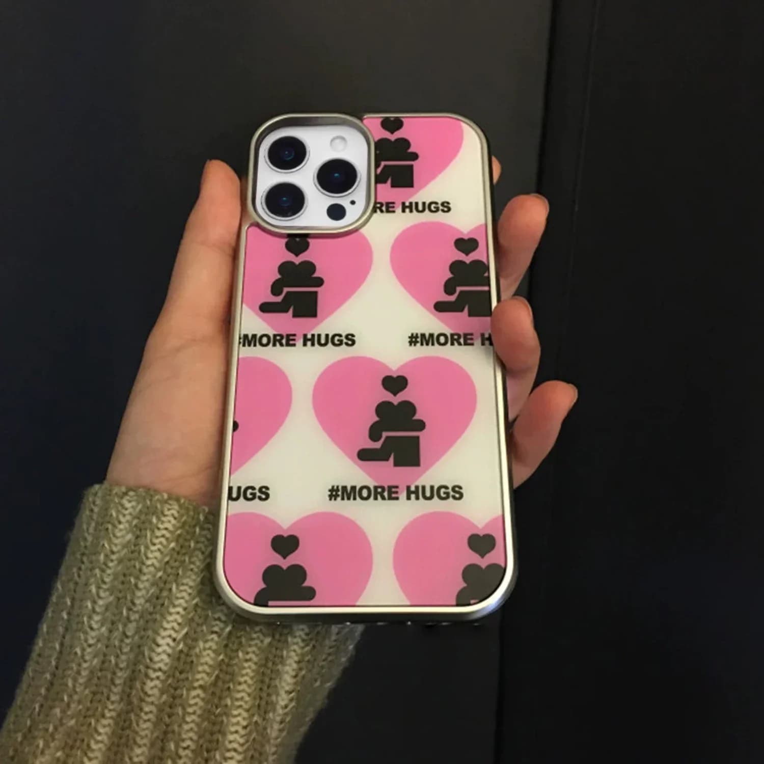Korean Ins Niche Y2K Sweet Pink Love Heart More Hugs Phone Case For iPhone 17 AIR 16 15 14 13 12 11 PRO MAX PLUS Cover