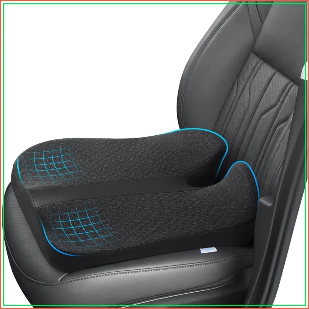 Elevated Car Seat Cushion for Improved View & Back Support - Black
