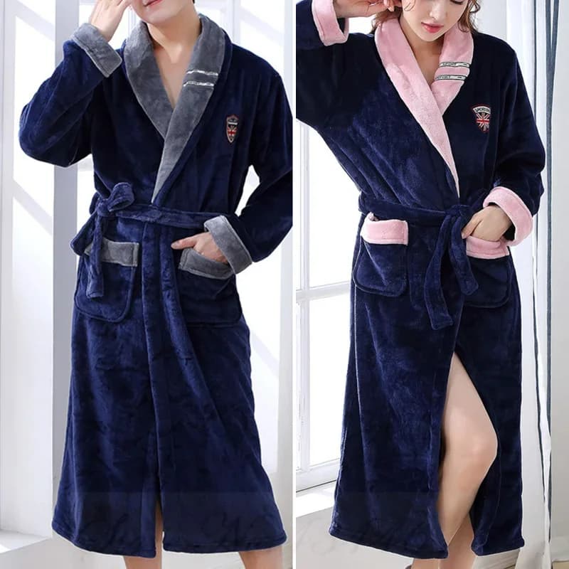 Addensate Hot Flannel Pair Veste Lounge Wear Winter Kimono Bathrobe Dress Women's Dress Nightwear Homewear Trained Coral Night Apples