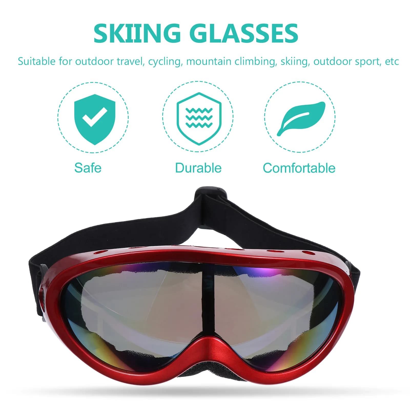 1 paio di occhiali da sci premium con protezione UV per adulti, occhiali sportivi antiriflesso, ciclismo, alpinismo, snowboard all'aperto