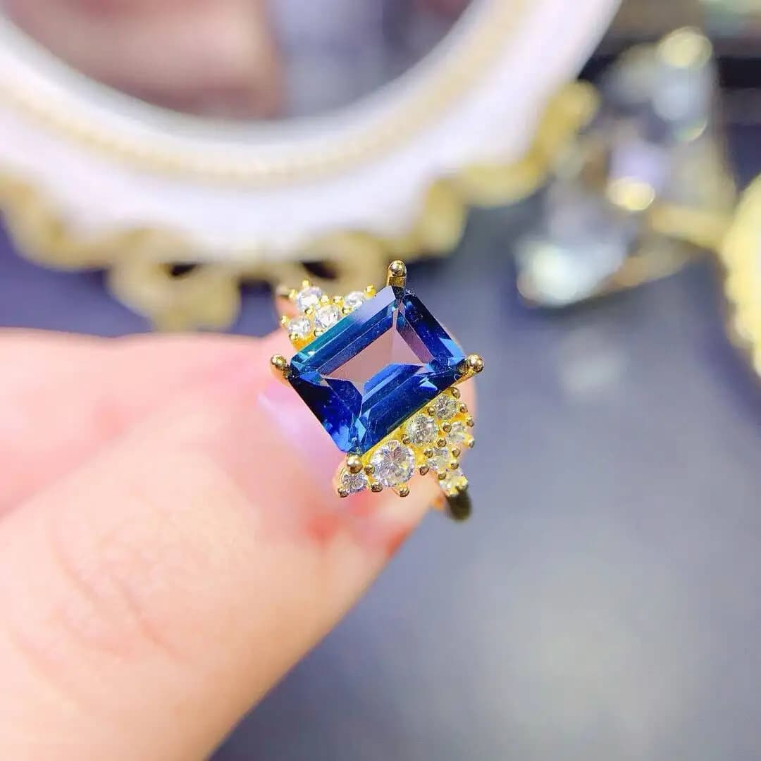 KJJEAXCMY Nuovo stile Gioielli Anello con topazio naturale da donna Intarsio in argento 925 Esplosione di flash di fuoco puro di cristallo colorato e splendido