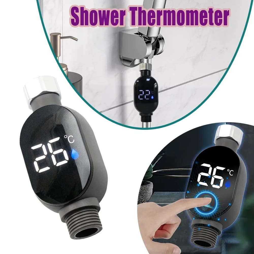 Termometro Digitale per Acqua con Display LED, Monitor Temperatura Doccia e Bagno Bambini, Adattatore Universale, Controllo Temperatura Sicuro