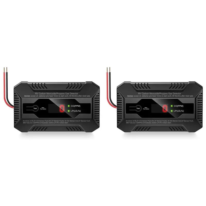 【RECOMENDAR】Rilevatore di gas propano e monossido di carbonio 2X RV, doppio allarme gas LP/CO con indicatori luminosi LCD separati, 85Db ad alto volume A