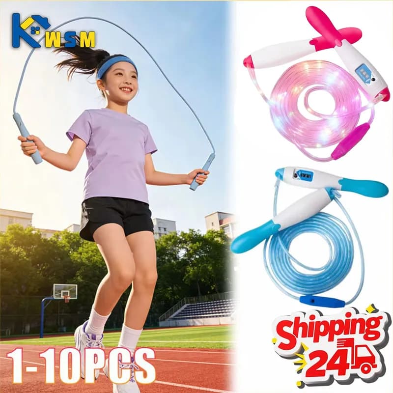 1-10Pc Counting Jump Rope Adjustable Digital Display Fitness Rope for Adults Students PE Training Home Christmas Halloween Gifts