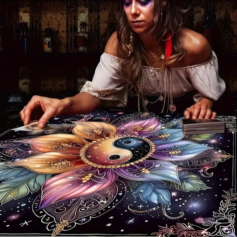 Tovaglia Mandala Yin-Yang VIKAMA, Tovaglia per Carte dei Tarocchi, Tovaglia per Carte dei Tarocchi Cielo Stellato, Decorazione per la Casa