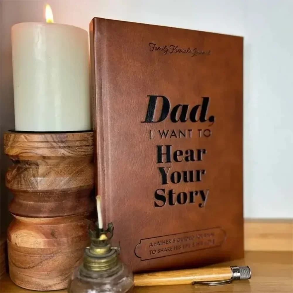 Family Keepsake Leather Notebook for Mom and Dad, Classic Life Story Journal, Meaningful Gift to Collect & Share Warm H1900-2