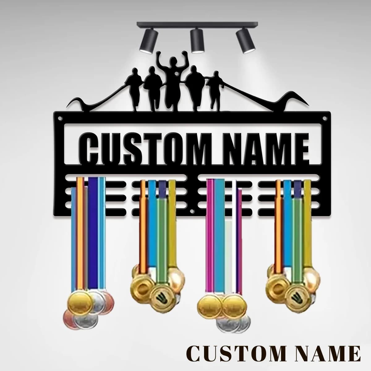 Espositore personalizzato per medaglie in metallo da campione di corsa, regalo di San Valentino, per decorare la stanza, adatto per basket, calcio ed esercizi sportivi