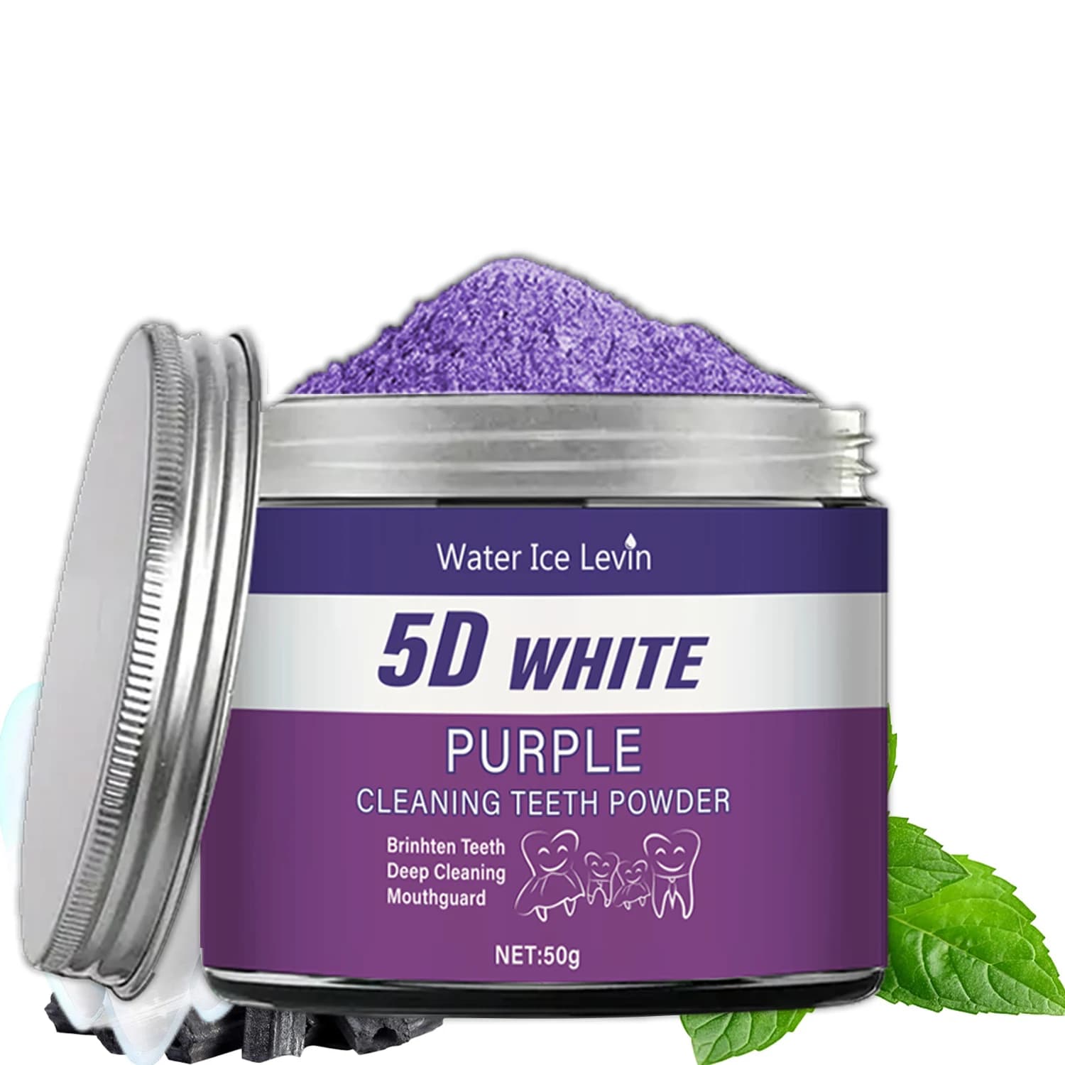 Whitening powder for violet teeth, 50 g - Powder for deep cleaning and cleaning of teeth, toothpaste for fresh breath, natural pearl essence