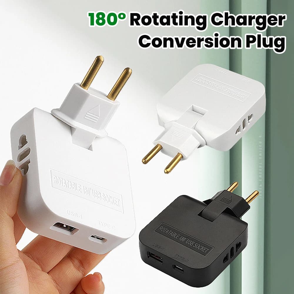 180 ° Presa di prolunga UE da viaggio girevole Convertitore di potenza universale 3 in 1 Adattatore per presa wireless standard europeo 250 V 2500 W
