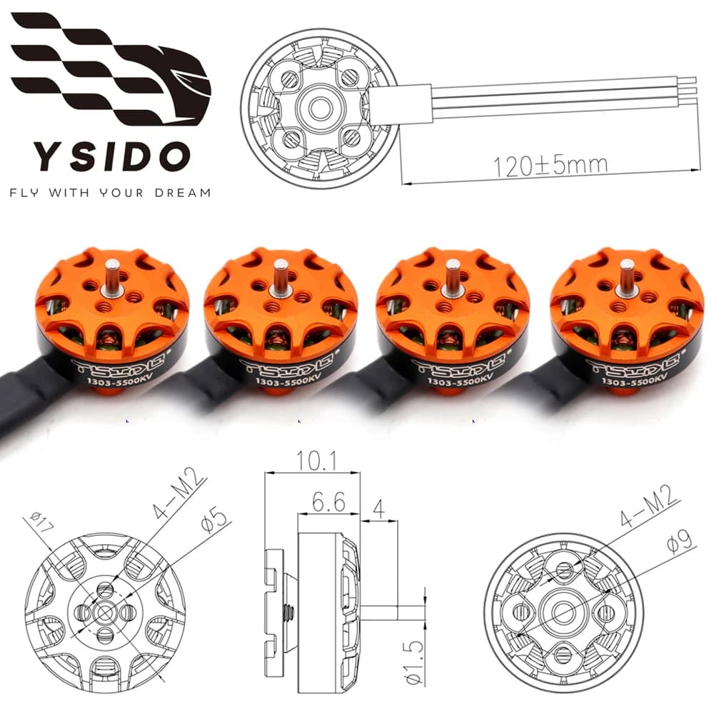 Brushless YSIDO 1303 5500KV Drums FPV RC Racing Cinewhoop 2-3′′′′, Dron Accessories Freestyle Cinelog20 RC Quadcopter