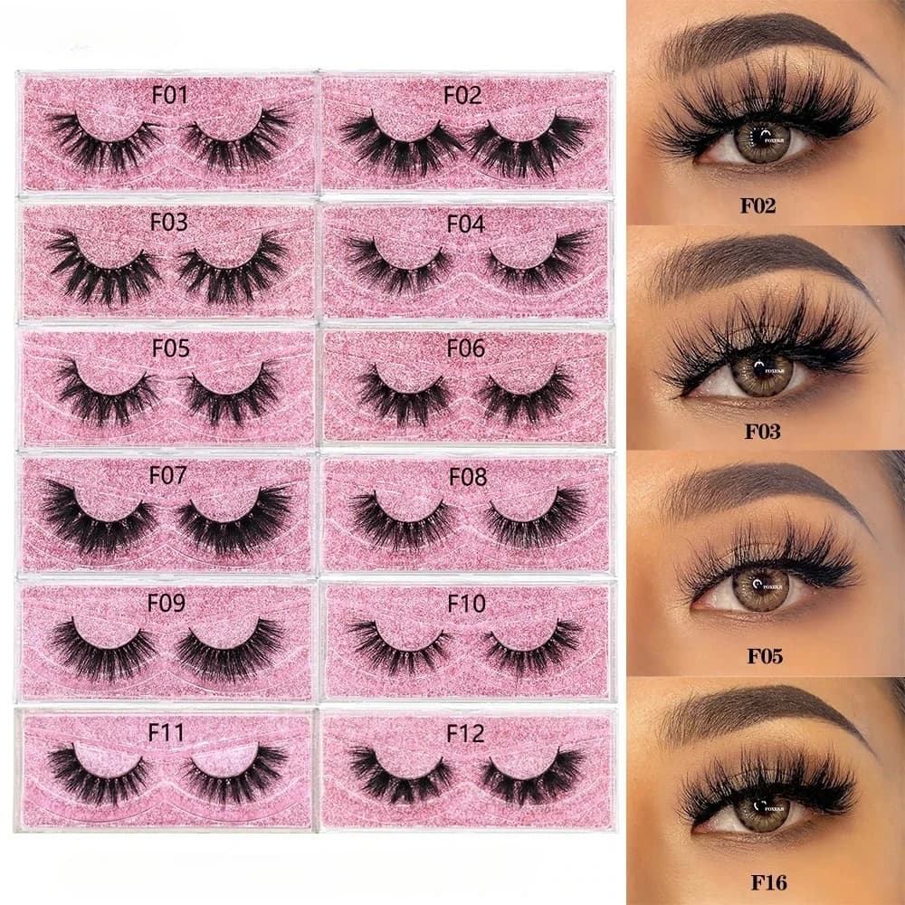 Finte Voluminous and Dramatic Eyelashes, Natural and Soft Striped Eyelashes, Extension 3D Eyelashes in Visone for Makeup