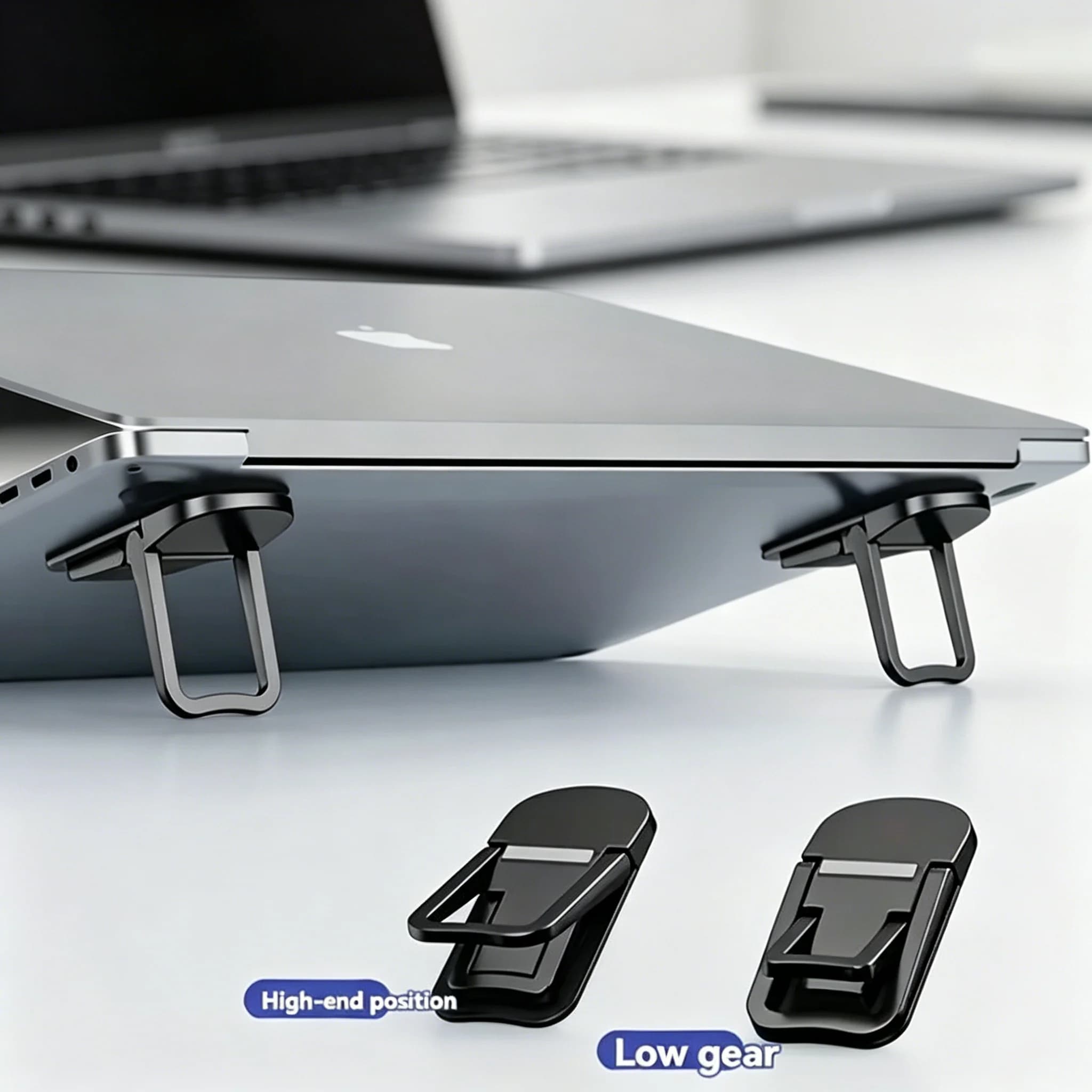 2Pcs Foldable Invisible Laptop Riser, Self-Adhesive Adjustable Angle Notebook Stand, Portable Hidden Keyboard Lift for Laptops