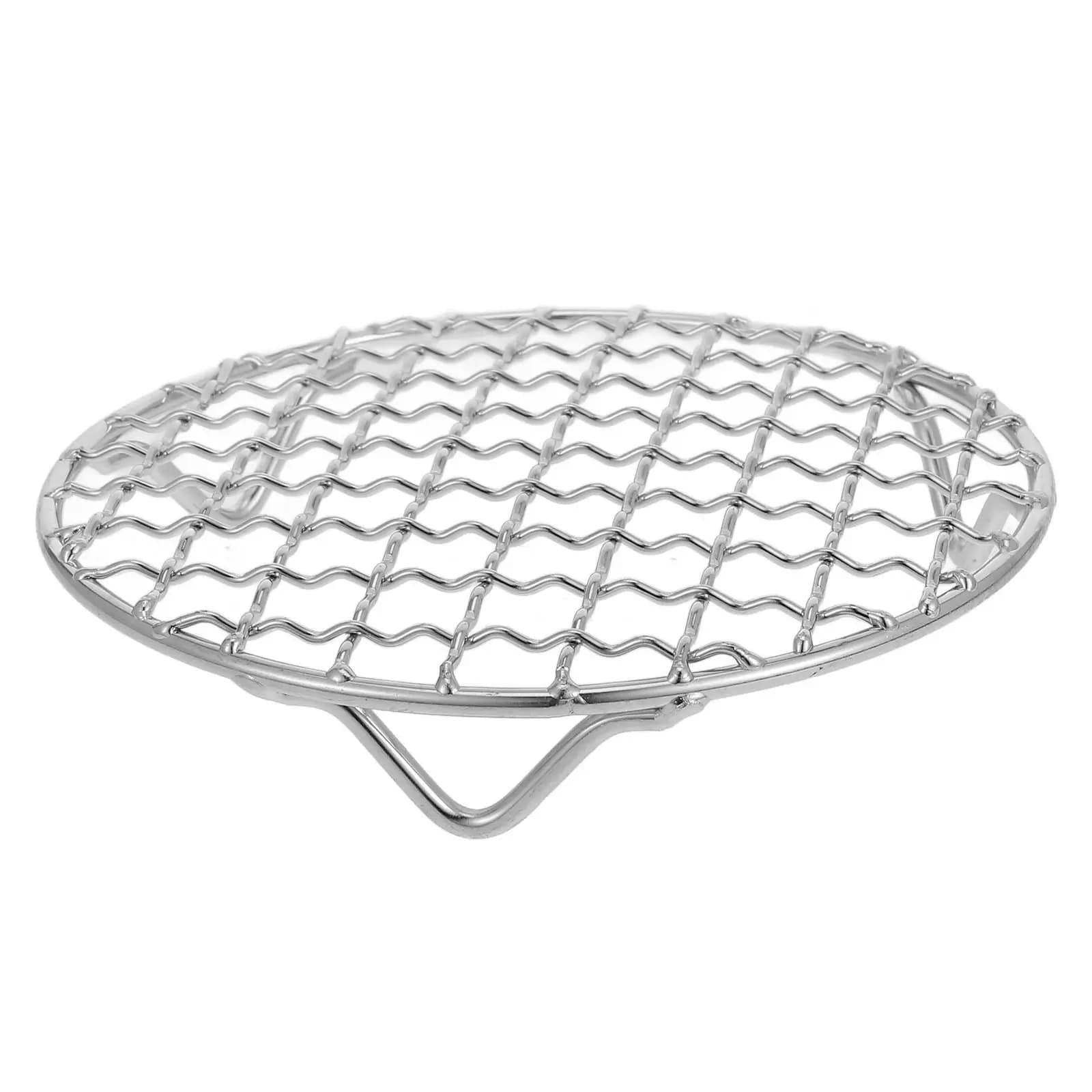 Round Stainless Steel Grill Net Cooking Rack with Legs for Air Fryer Baking Grilling Roasting Steaming Cooling Canning Pizza