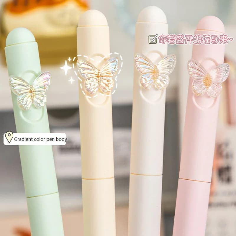 Nuova cancelleria Ruota penne gel 0,5 mm Farfalla romantica Penna neutra nera al carbonio ad asciugatura rapida Penne per pratica di scrittura per esame Kawaii