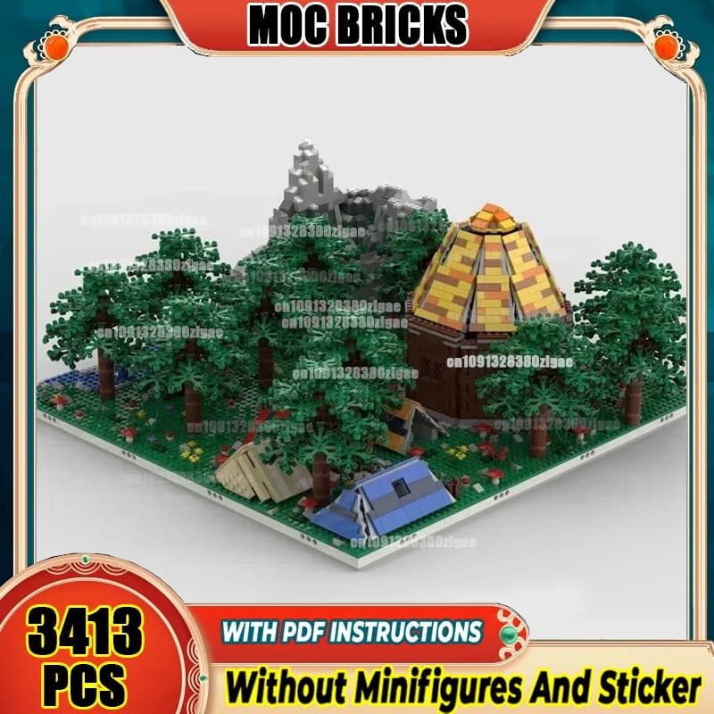 Street View Model Moc Building Bricks Tent Camps In The Woods Blocks Toys