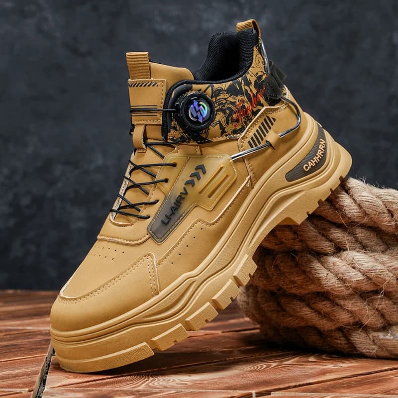 Men's High-top Boots Outdoor Mountaineering No Slip Casual Travel Shoes Fashionable Versatile Comfortable Hiking Shoes Men Boots
