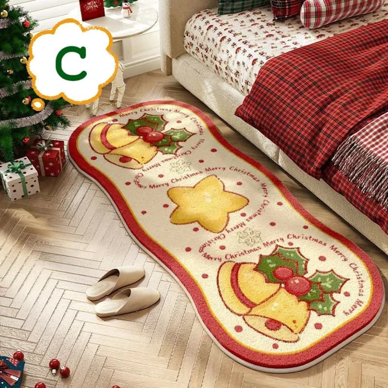 Tappeto per camera da letto Natale Bassotto Cane Ragazza Tappeto da comodino Tappetino antiscivolo Morbido e soffice imitazione cashmere Tappeti da pavimento