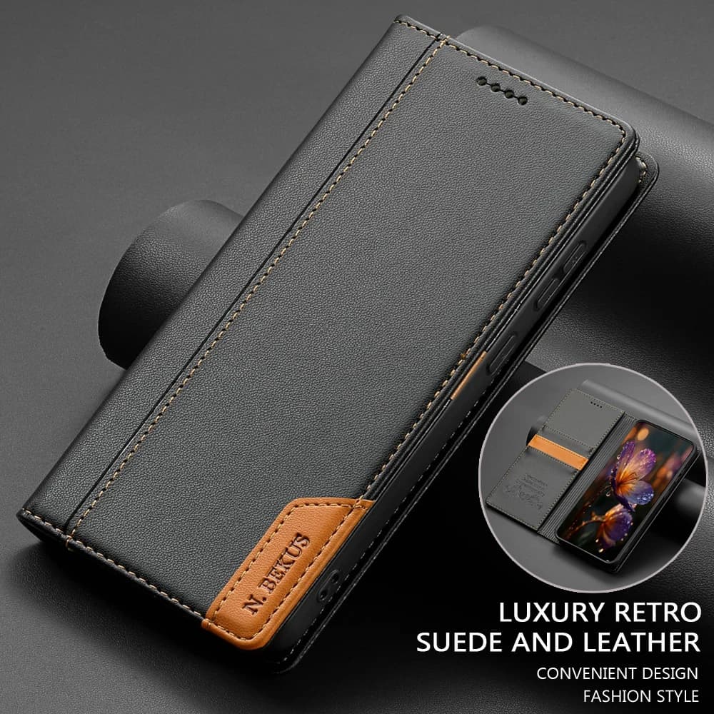 Luxury Case for Xiaomi Redmi Note 15 Pro Plus 5G RFID Leather Funda Redmi Note 14 Pro Case MI Phone Redmi 14c 14s 4G Flip Cover