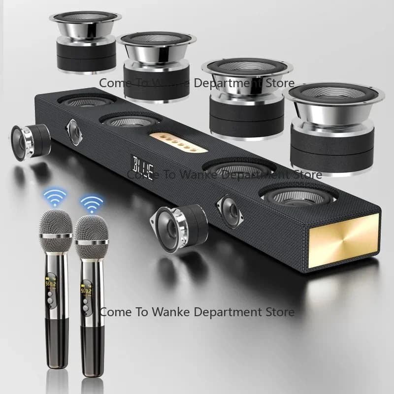 2.1 Channel Soundbar TV Speaker 600K Home Theater Karaoke Speaker Set with Wireless Mic Bluetooth Remote Control Subwoofer