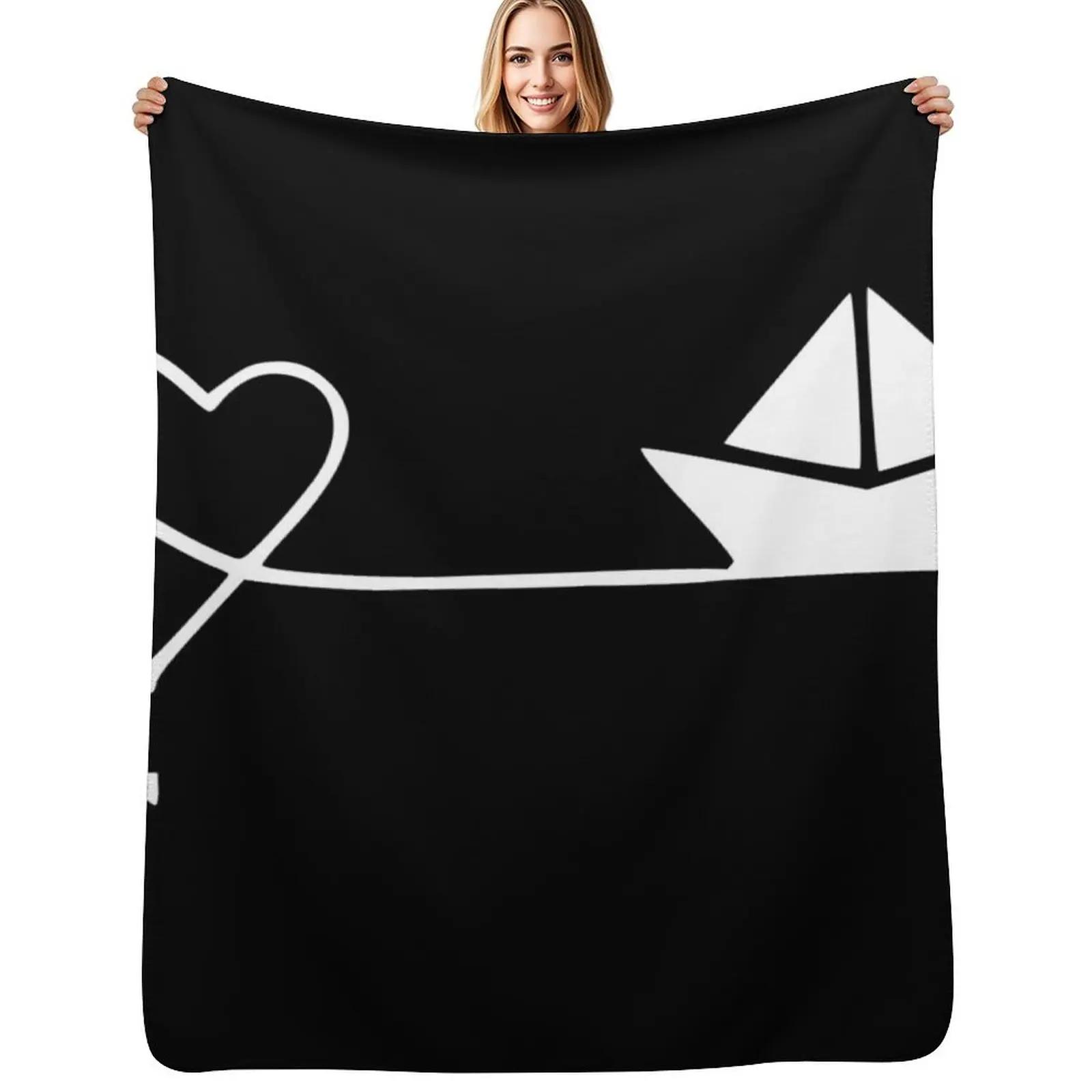 Coperta con motivo a cuore e ancora, coperta estiva fresca e traspirante per dormire