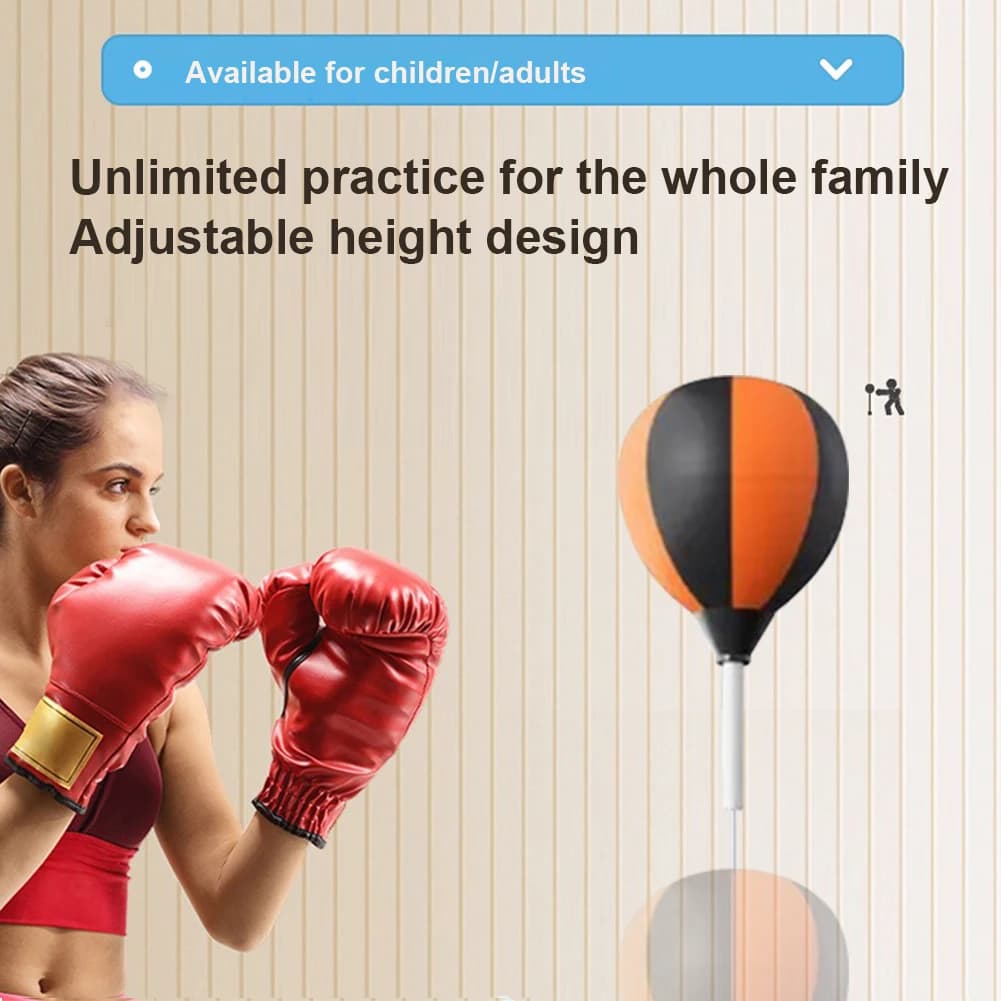 Set Sacco da Boxe Regolabile in Altezza con Palla per Riflessi, per Allenamento, Sollievo dallo Stress e Fitness