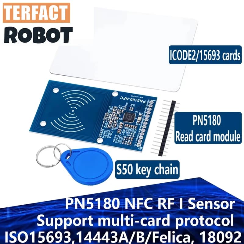 1~10 Pezzi TERFACT ROBOT PN5180 Lettore NFC RF I Sensor ISO15693 RFID ad Alta Frequenza per Carte IC ICODE2 per Arduino