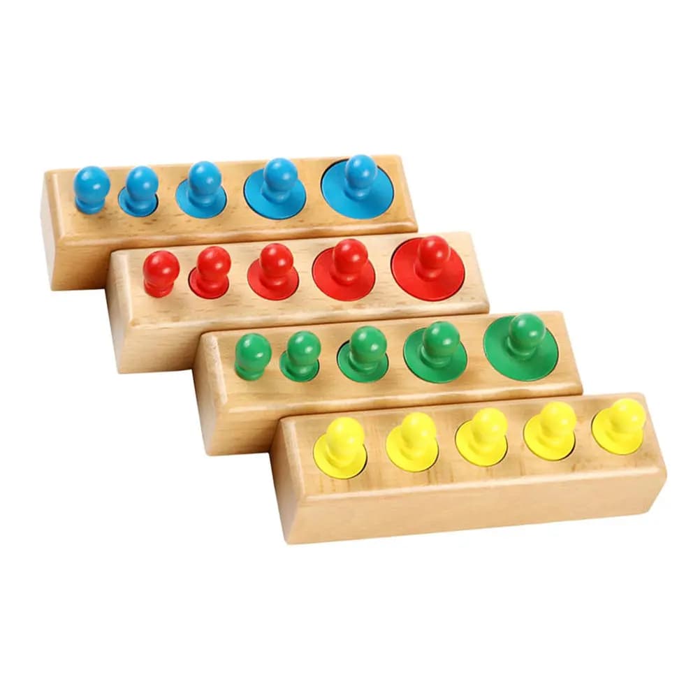 Set di Blocchi Educativi in Legno Ecologico con Cilindri e Fori per Bambini, Identificazione dei Colori e Discriminazione delle Forme