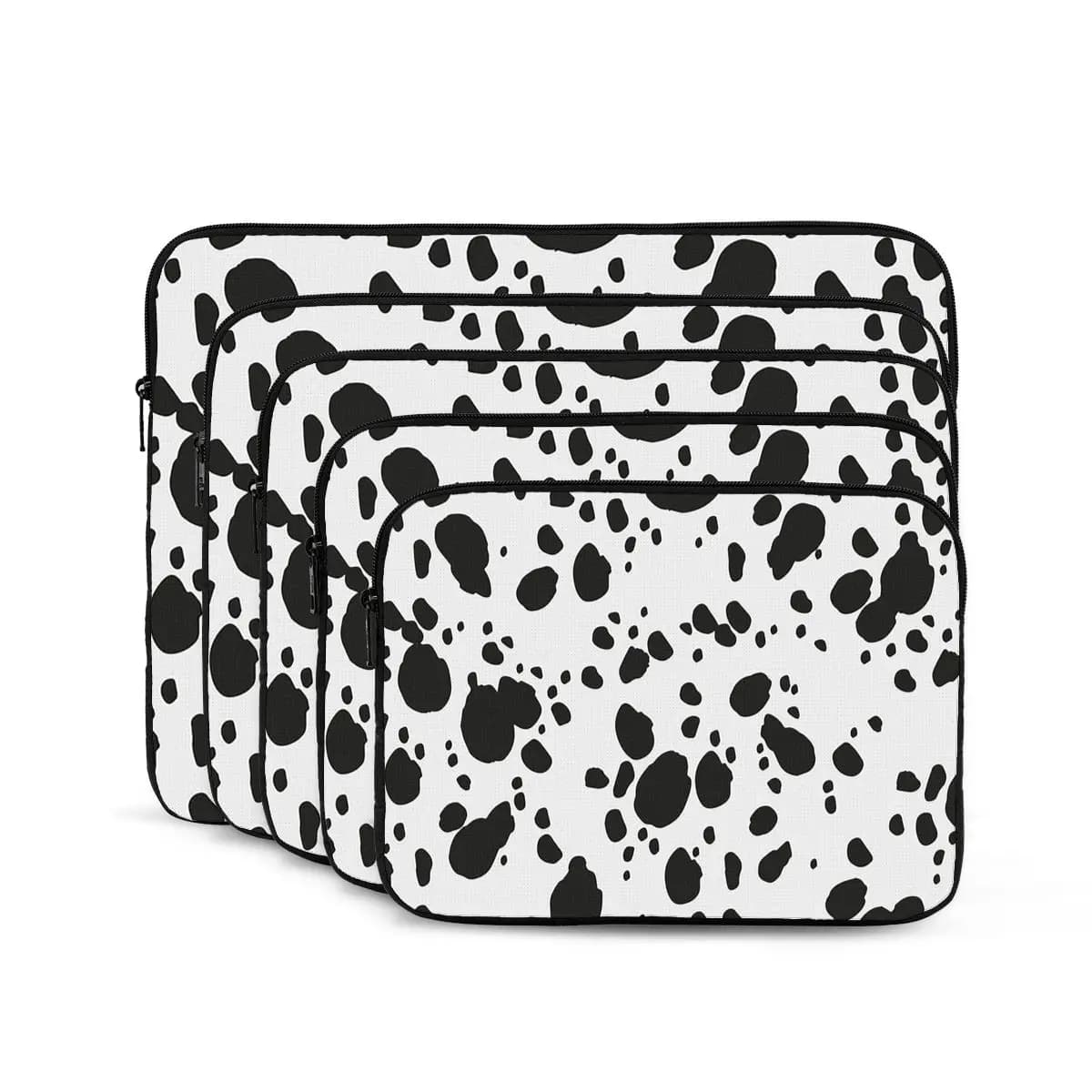 Borsa per laptop con stampa di cani dalmata con stampa animalier bianco e nero, custodia per notebook, custodia antiurto per tablet