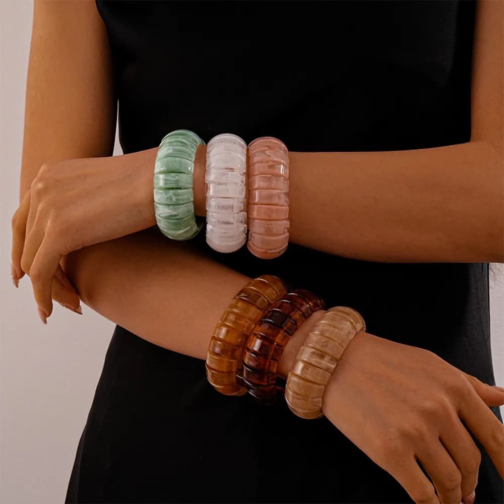 Bohemian Acrylic Bangle Smudging Europe American Style Irregular Wide Bracelet Jewelry Accessories Wide Rectangle