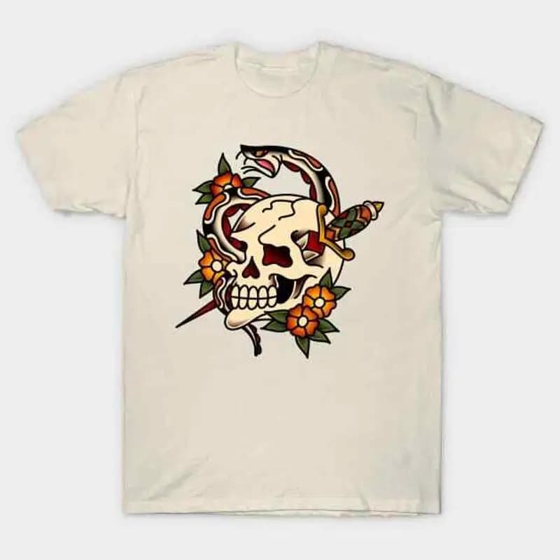 S 5XL Life Cycle T-shirt with skull