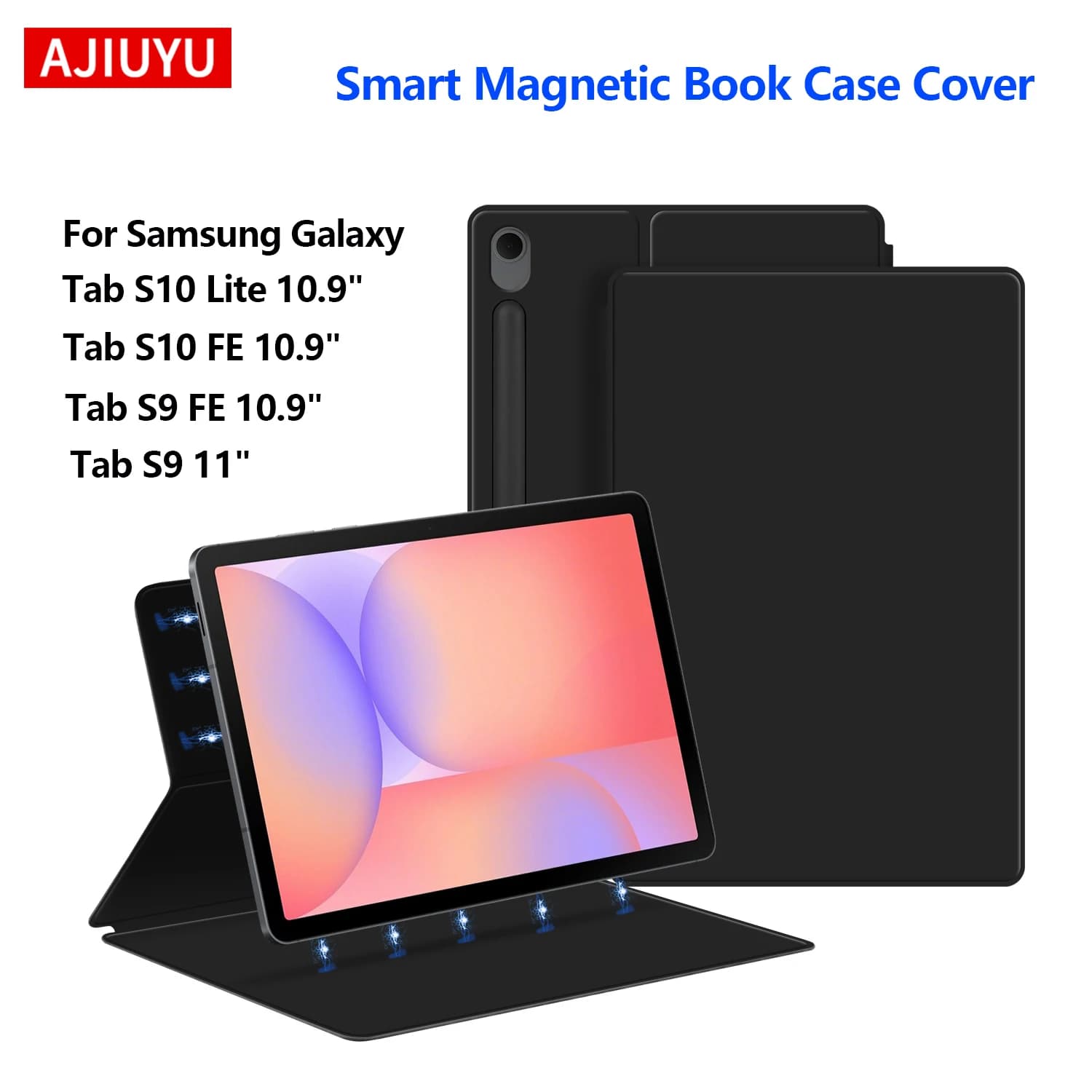 Smart Book Cover per Samsung Galaxy Tab S10 Lite S9 FE 10.9 "Custodia magnetica per Tab S9 11 pollici S10 FE 10.9" Cover portapenne