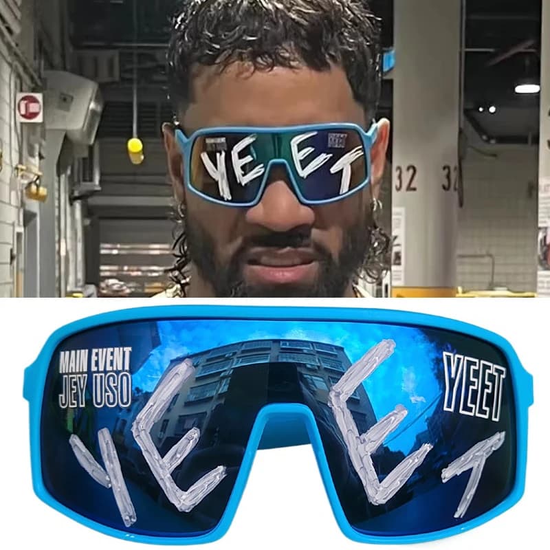 Occhiali da Sole Sportivi Jey Uso YEET per Adulti, Replica dell'Evento Principale, Occhiali da Moto Bloodline USO