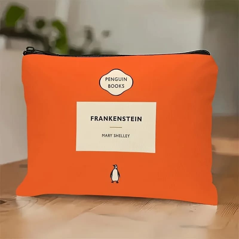 1 borsa per cosmetici Penguin Books Frankenstein - Pochette multifunzionale con cerniera per donna, perfetta borsa da viaggio con cerniera, divertente regalo di compleanno